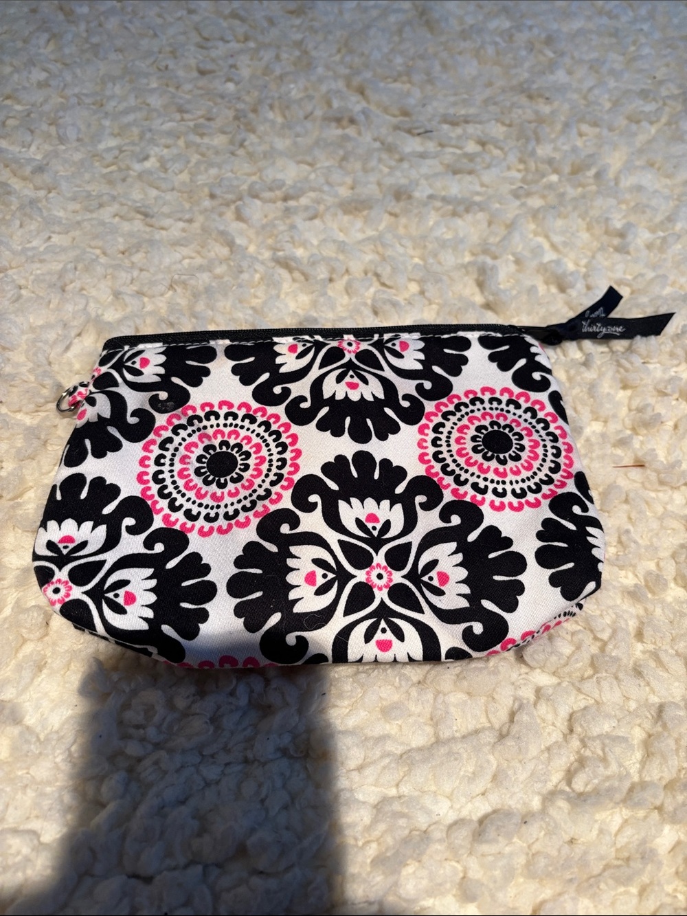 Vera Bradley Black, White & Pink Floral Medallion Cosmetic Pouch